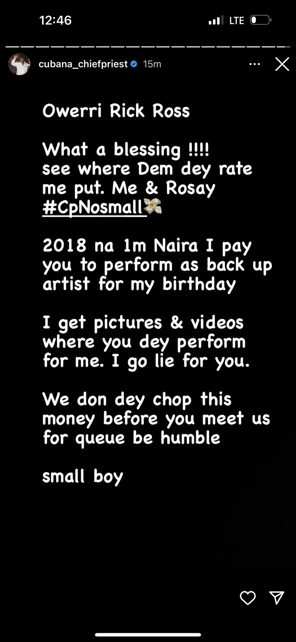 showing where he paid Burna Boy 1M Naira to Burna Boy